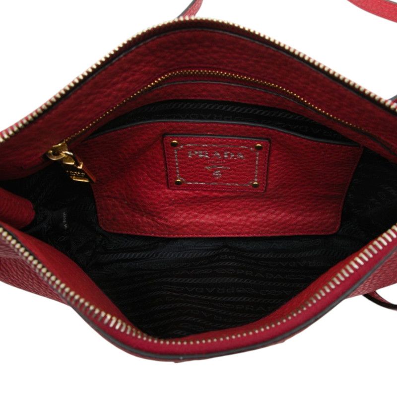 Prada Shoulder Bag Clutch Red Leather — view 4