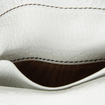 Fendi Zucchino Logo Charm Trifold Wallet White Brown Canvas Leather — view 8