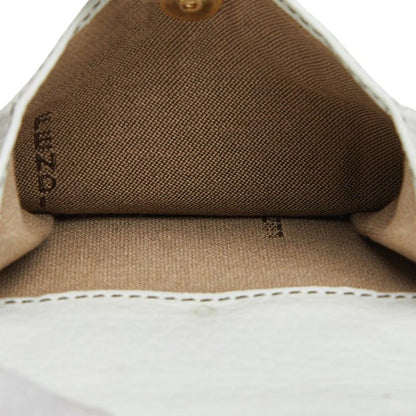 Fendi Zucchino Logo Charm Trifold Wallet White Brown Canvas Leather — view 7