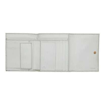 Fendi Zucchino Logo Charm Trifold Wallet White Brown Canvas Leather — view 6