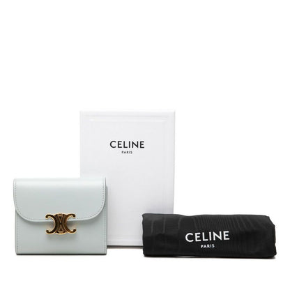 Celine Triomphe Flap Wallet Trifold Compact Ice Blue Leather — view 8