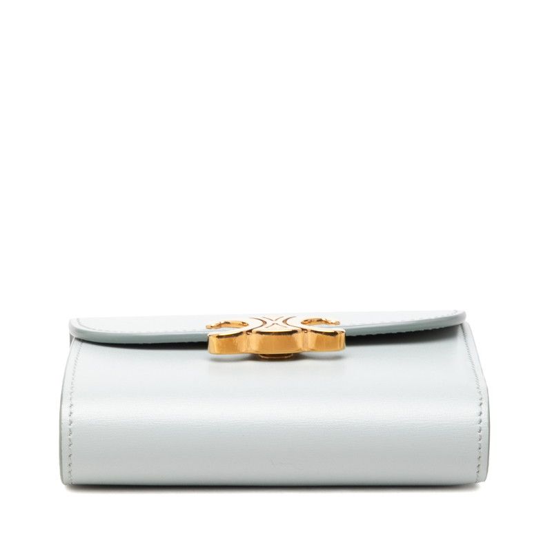 Celine Triomphe Flap Wallet Trifold Compact Ice Blue Leather — view 3