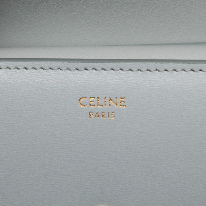 Celine Triomphe Flap Wallet Trifold Compact Ice Blue Leather — view 6
