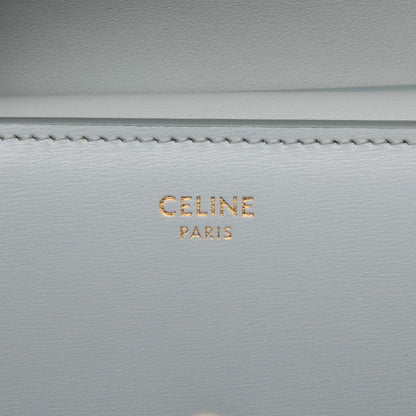 Celine Triomphe Flap Wallet Trifold Compact Ice Blue Leather — view 6