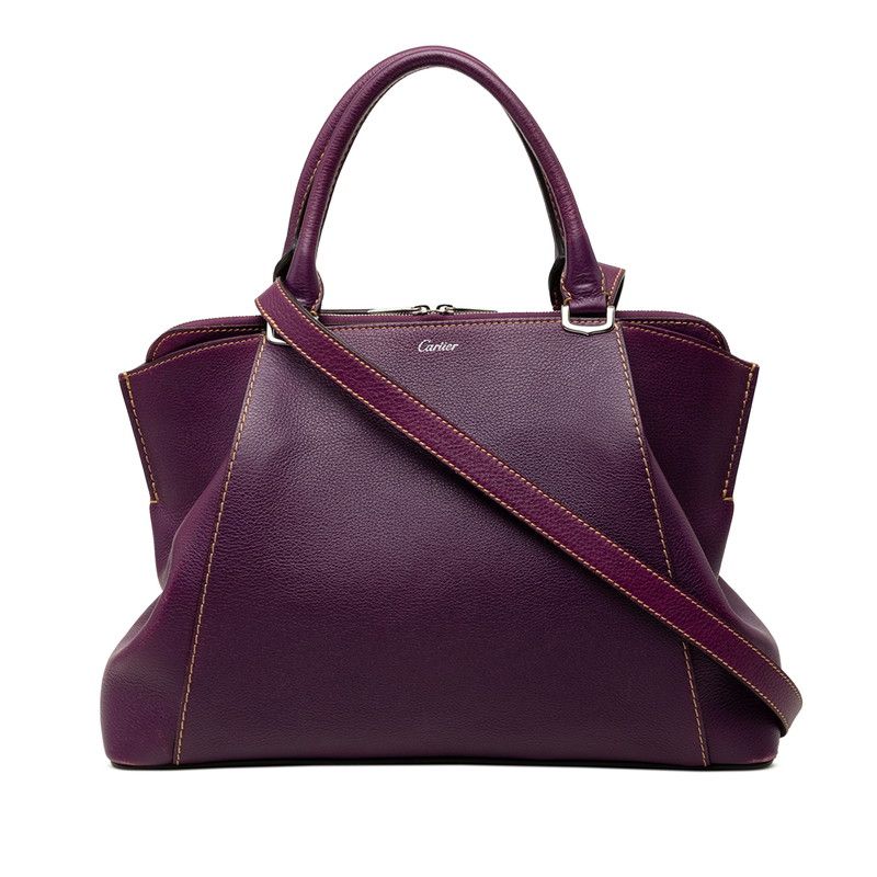 Cartier C de Cartier 2-Way Shoulder Bag Purple Leather