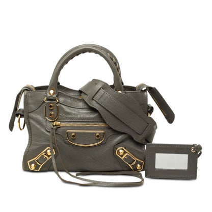 Balenciaga Classic Metal Edge Mini City 2-Way Shoulder Bag Gray Leather — view 8