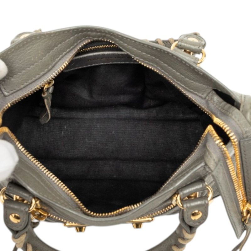 Balenciaga Classic Metal Edge Mini City 2-Way Shoulder Bag Gray Leather — view 4