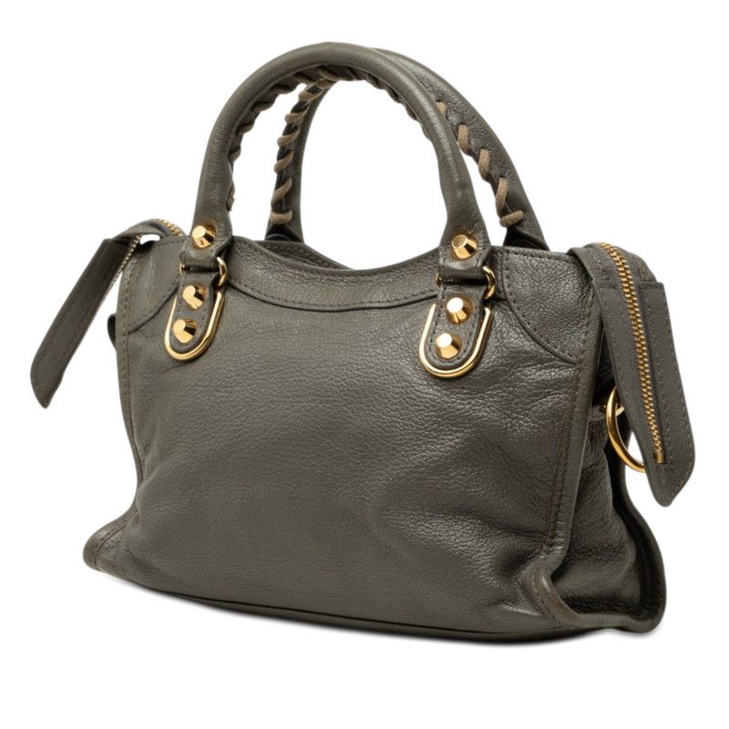 Balenciaga Classic Metal Edge Mini City 2-Way Shoulder Bag Gray Leather — view 2