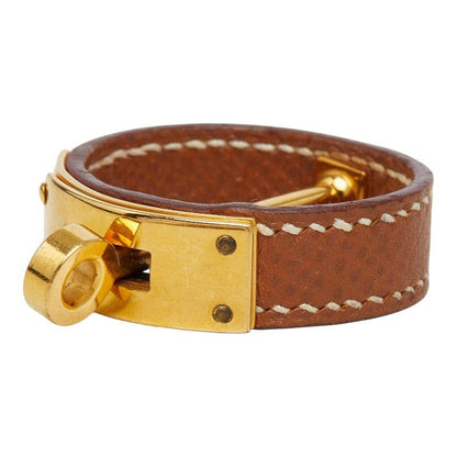 Hermes Kelly Scarf Ring Brown Gold Togo Plated — view 3