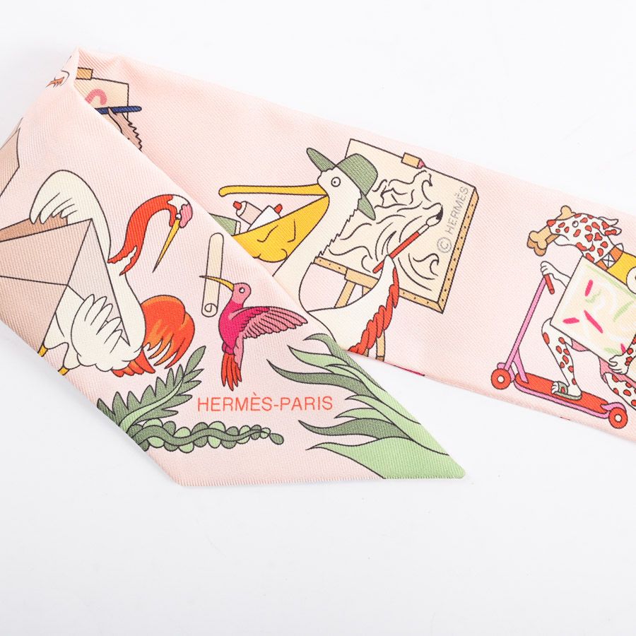 Hermes Scarf Twilly Scarves Pink — view 4