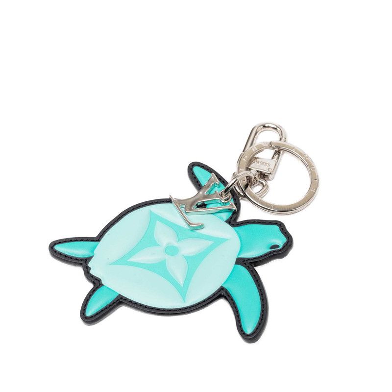 Louis Vuitton Porte Cles LV Turtle Key Holder Key Ring Charm Green Leather Metal