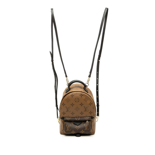 Louis Vuitton Monogram Reverse Palm Springs Backpack Mini Brown Black Leather