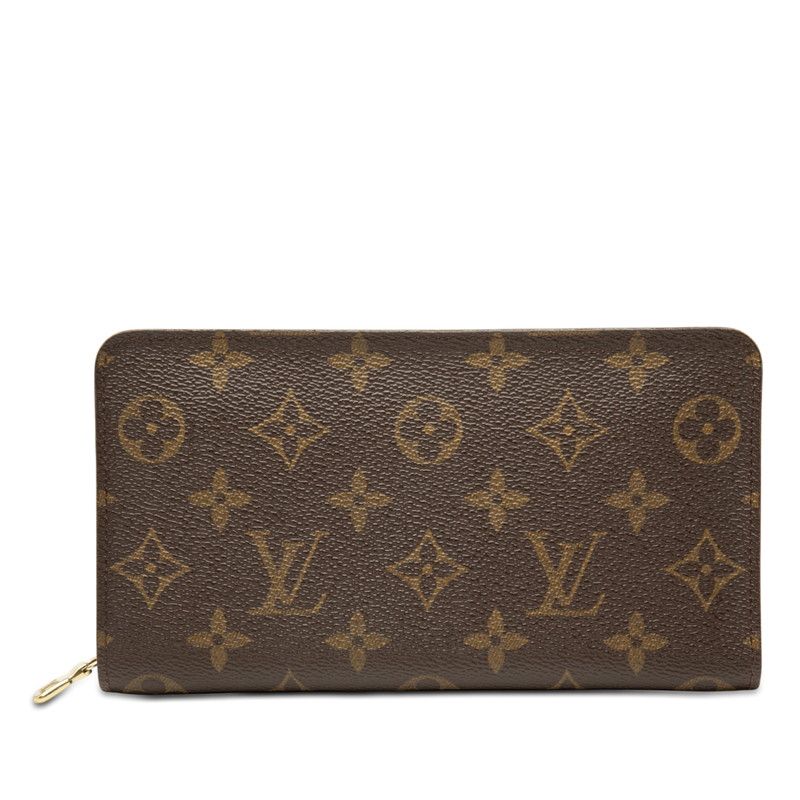 Louis Vuitton Monogram Porte-Monnaie Gip Zip Around Wallet Brown Leather