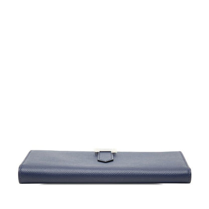 Hermes Bearn Souffle Bifold Wallet Blue Saphir Gold Veau Epsom — view 3