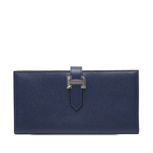 Hermes Bearn Souffle Bifold Wallet Blue Saphir Gold Veau Epsom
