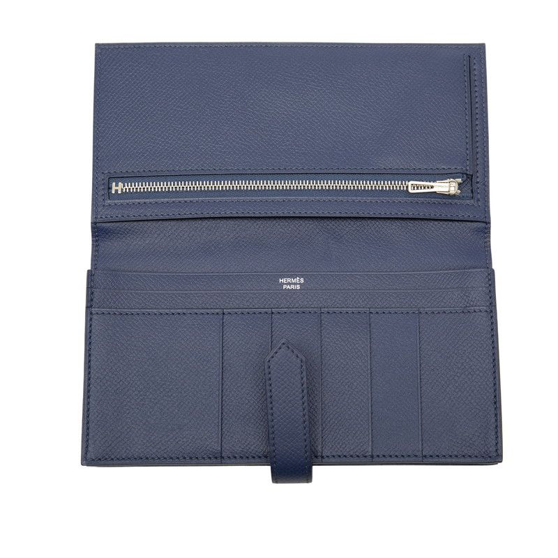 Hermes Bearn Souffle Bifold Wallet Blue Saphir Gold Veau Epsom — view 4