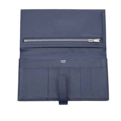 Hermes Bearn Souffle Bifold Wallet Blue Saphir Gold Veau Epsom — view 4