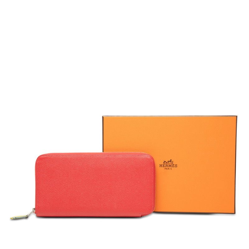 Hermes Azap Long Silk in Jmetz les Sangles Suspender Belt Wallet Red Veau — view 7