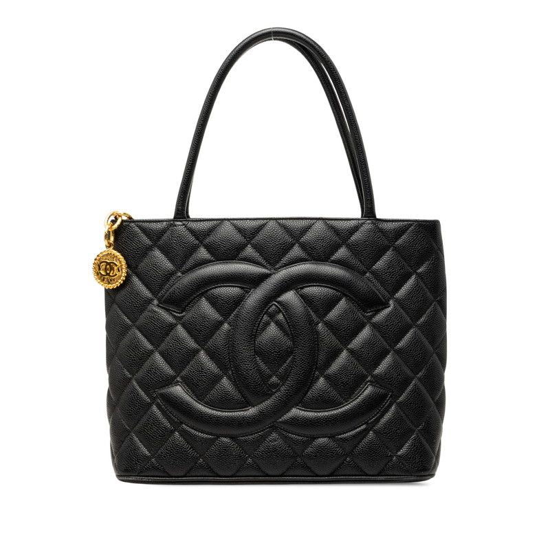 Chanel Quilted CC Logo Reissue Tote Black Caviar Leather