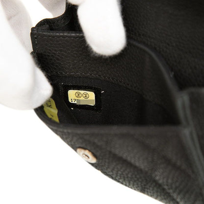 Chanel Quilted CC Logo Card Case Coin Business Holder Purse Black Caviar Leather — view 6