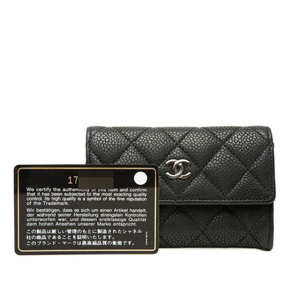 Chanel Quilted CC Logo Card Case Coin Business Holder Purse Black Caviar Leather — view 7
