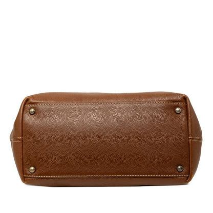 Chanel CC Logo Turnlock 2-Way Shoulder Bag Brown Caviar Leather — view 3