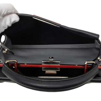 Fendi Peekaboo Regular 2-Way Shoulder Bag Navy Red Leather — view 4
