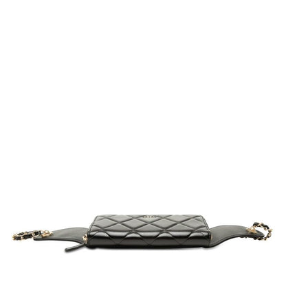 Chanel CC Logo Quilted 31 Rue Cambon Chain Wallet Belt Bag Black Lambskin — view 3