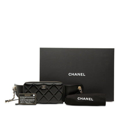 Chanel CC Logo Quilted 31 Rue Cambon Chain Wallet Belt Bag Black Lambskin — view 7