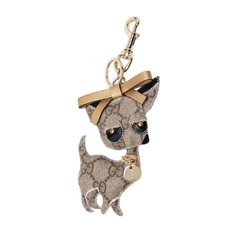 Gucci GG Plus Ori Chihuahua Charm Key Holder Key Ring Beige