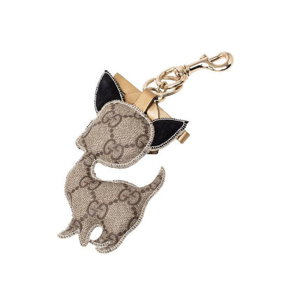 Gucci GG Plus Ori Chihuahua Charm Key Holder Key Ring Beige — view 2