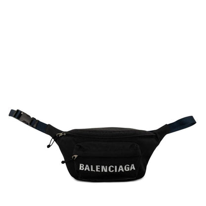 Balenciaga Wheels Logo Belt Bag Black Navy Nylon