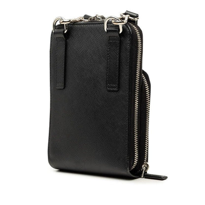 Prada Crossbody Shoulder Bag Phone Case Nero Black Saffiano Leather — view 2
