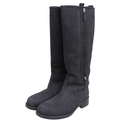 Hermes Side Zip Long Boots Black