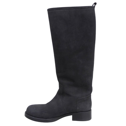 Hermes Side Zip Long Boots Black — view 4