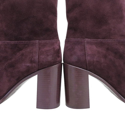 Chanel CC Logo Suede Short Boots Purple — view 4