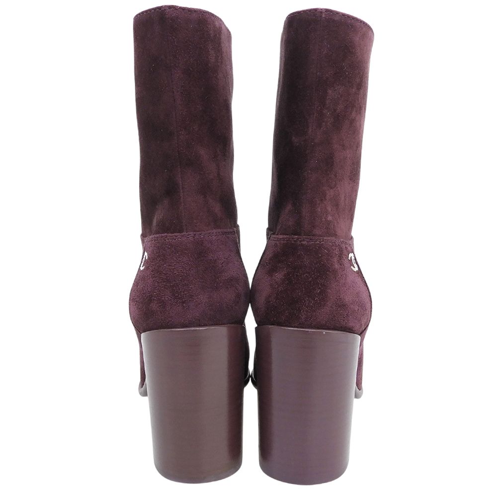 Chanel CC Logo Suede Short Boots Purple — view 5