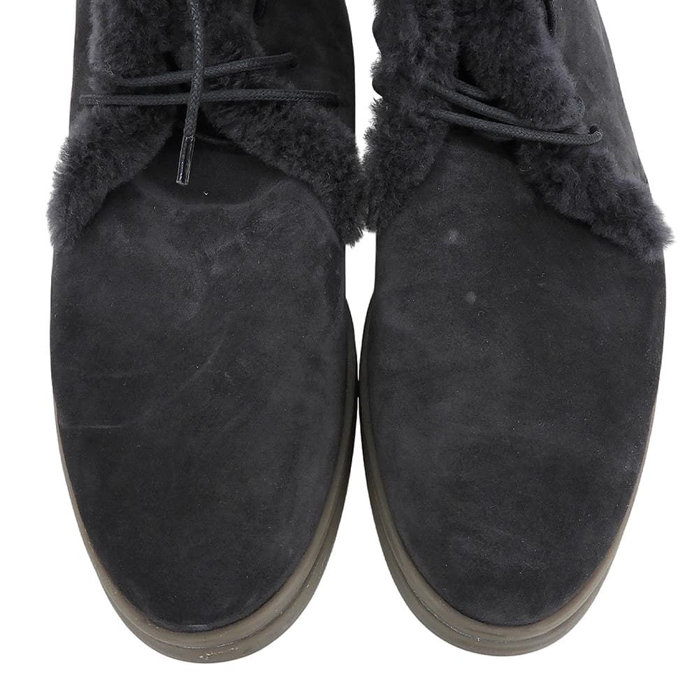 Loro Piana Shearling Fleece Chukka Boots Black Actual — view 3