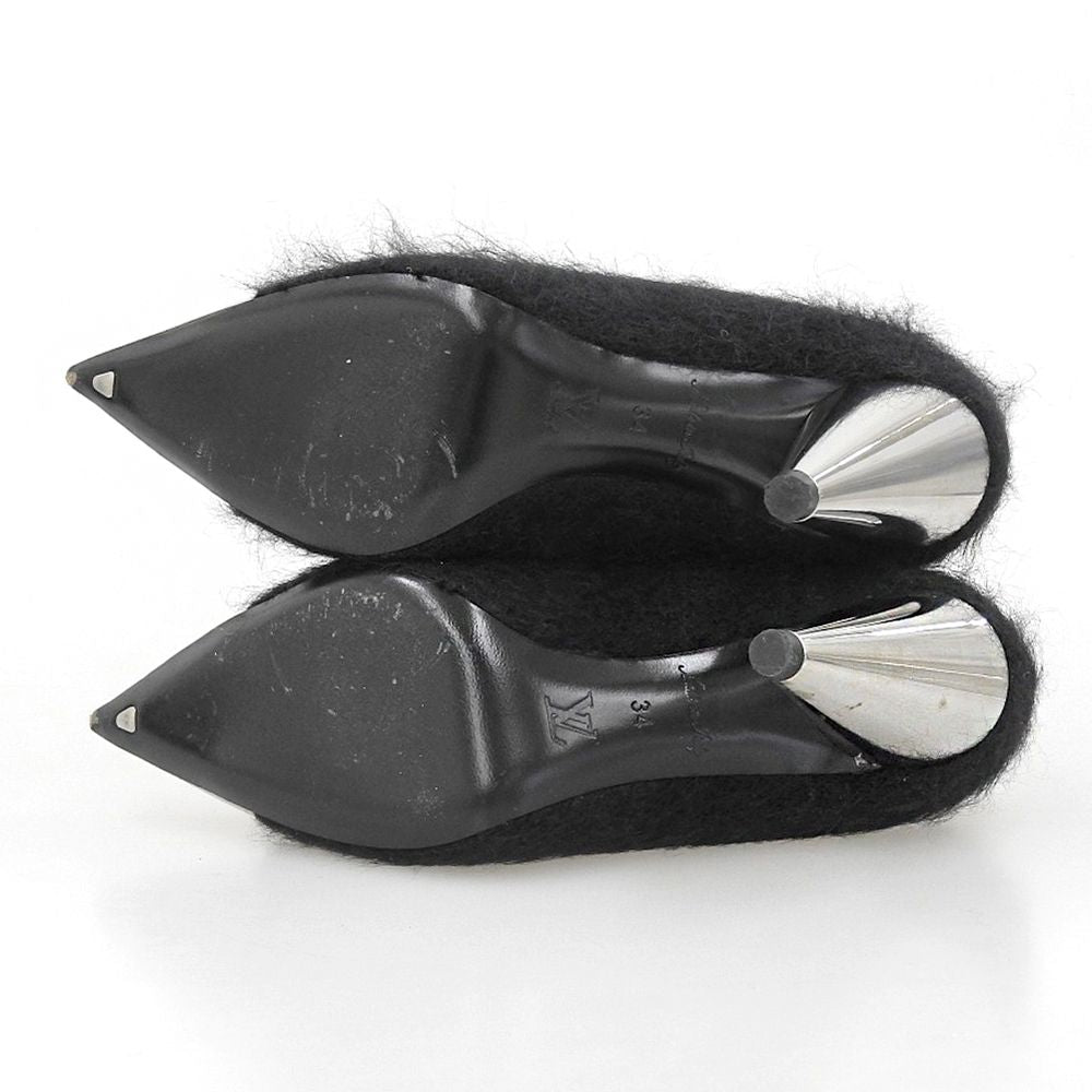 Louis Vuitton LV Logo Mohair Line Black Heels 34 — view 2