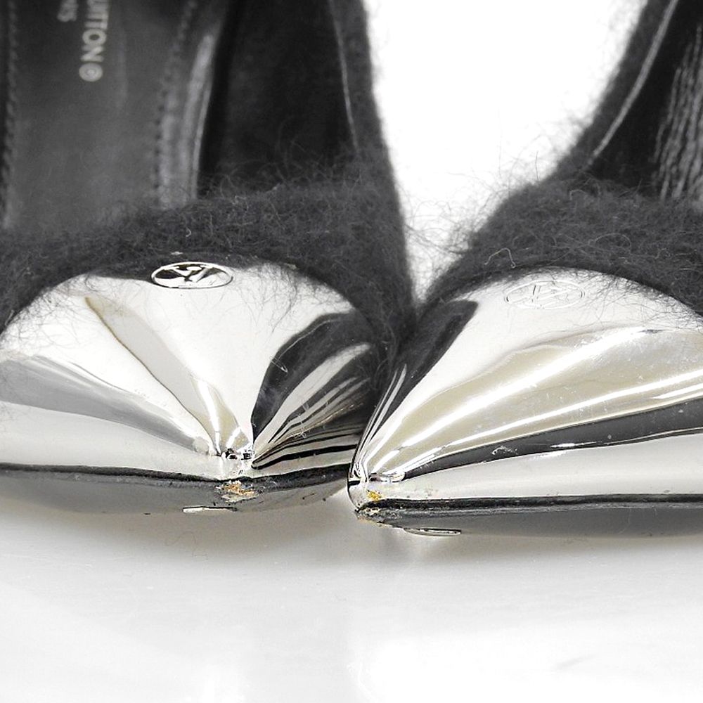 Louis Vuitton LV Logo Mohair Line Black Heels 34 — view 3