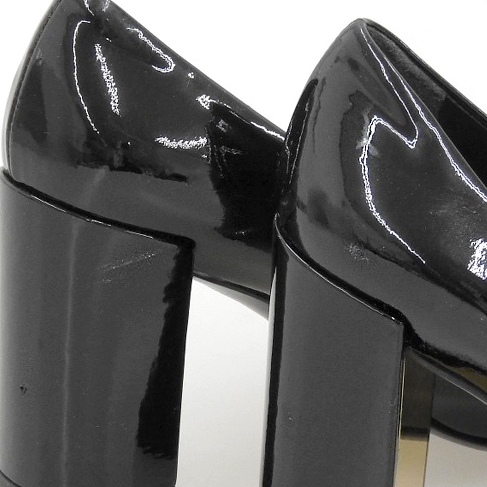 Louis Vuitton Patent Leather Logo Buckle Black Heels 34 — view 4