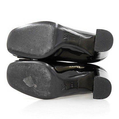 Louis Vuitton Patent Leather Logo Buckle Black Heels 34 — view 2