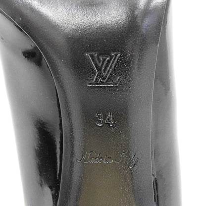 Louis Vuitton Patent Leather Logo Buckle Black Heels 34 — view 6