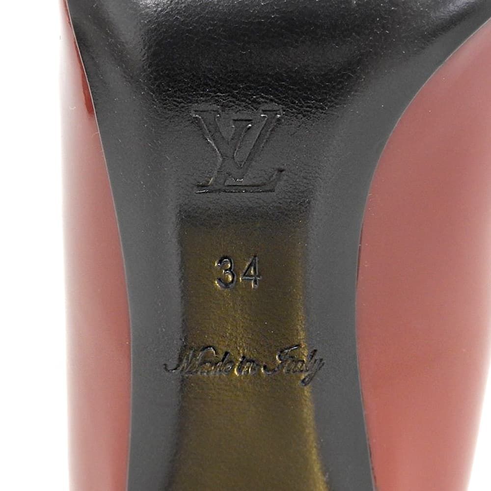 Louis Vuitton Patent Leather Logo Buckle Bordeaux 13 Heels 34 — view 6