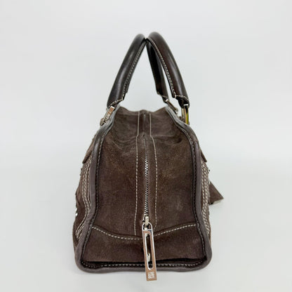 Loewe Amazona Studs Handbag Suede Brown Silver Vintage — view 5