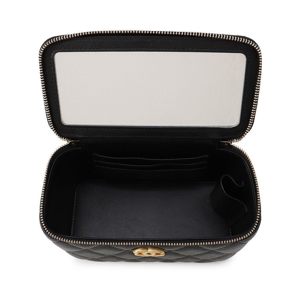Chanel Chain Shoulder Bag Quilted CC Logo Vanity Caviar Leather Black — view 5