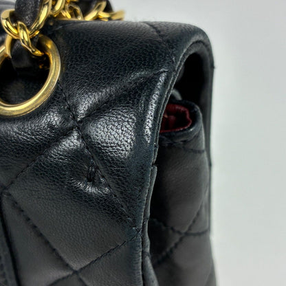 Chanel Quilted Shoulder Bag CC Logo Double Flap Leather Black — view 5