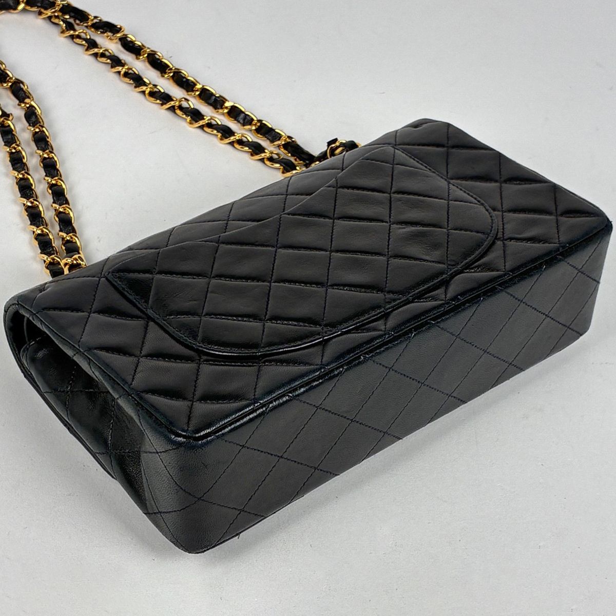 Chanel Quilted Shoulder Bag CC Logo Double Flap Leather Black — view 2