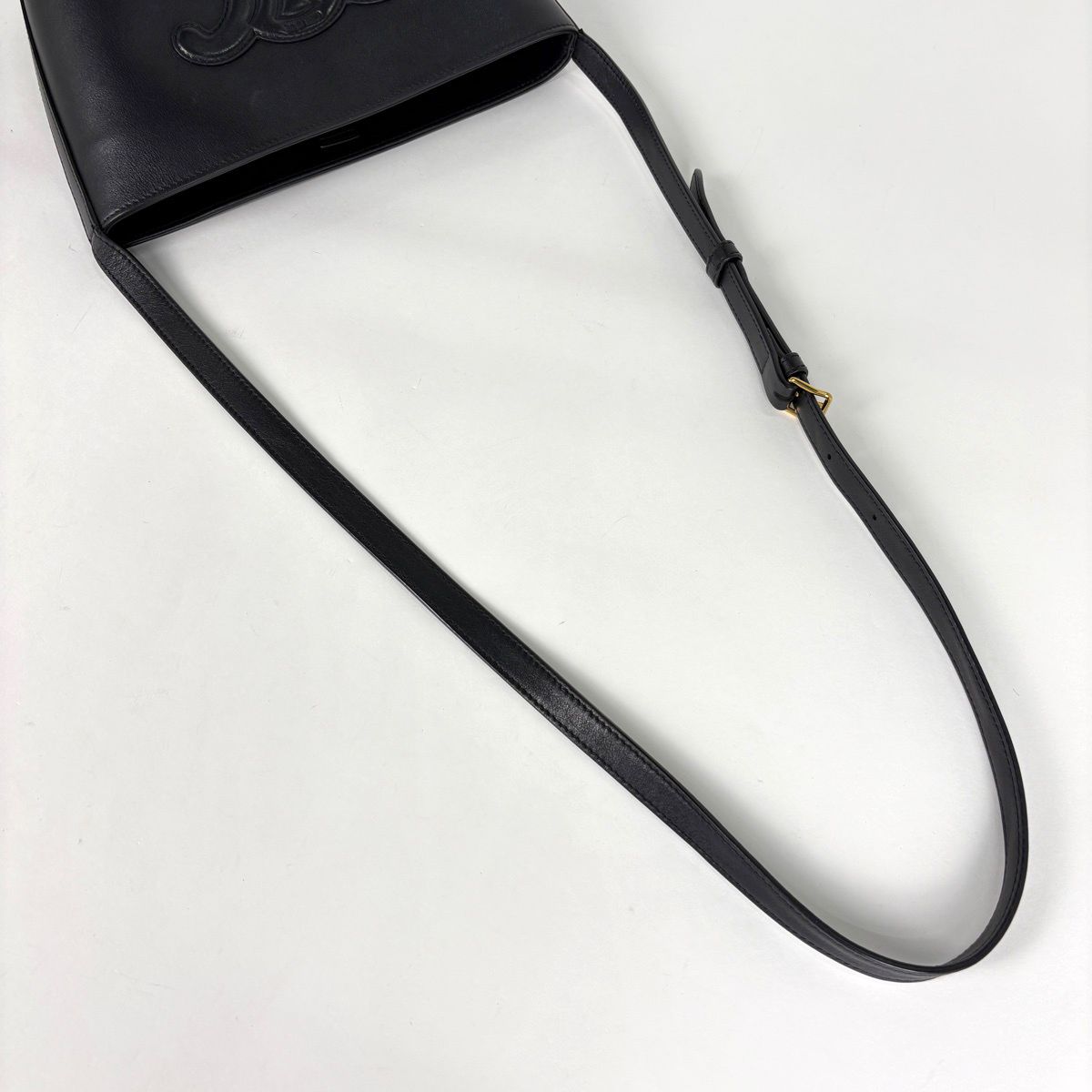 Celine Small Bucket Cuile Triomphe Shoulder Bag Leather Black — view 7