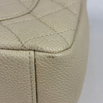 Chanel Shoulder Bag CC Filigree CC Logo Quilted Chain Caviar Leather Light Beige — view 4